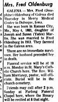 Josephine Oldenburg nee Martin obit